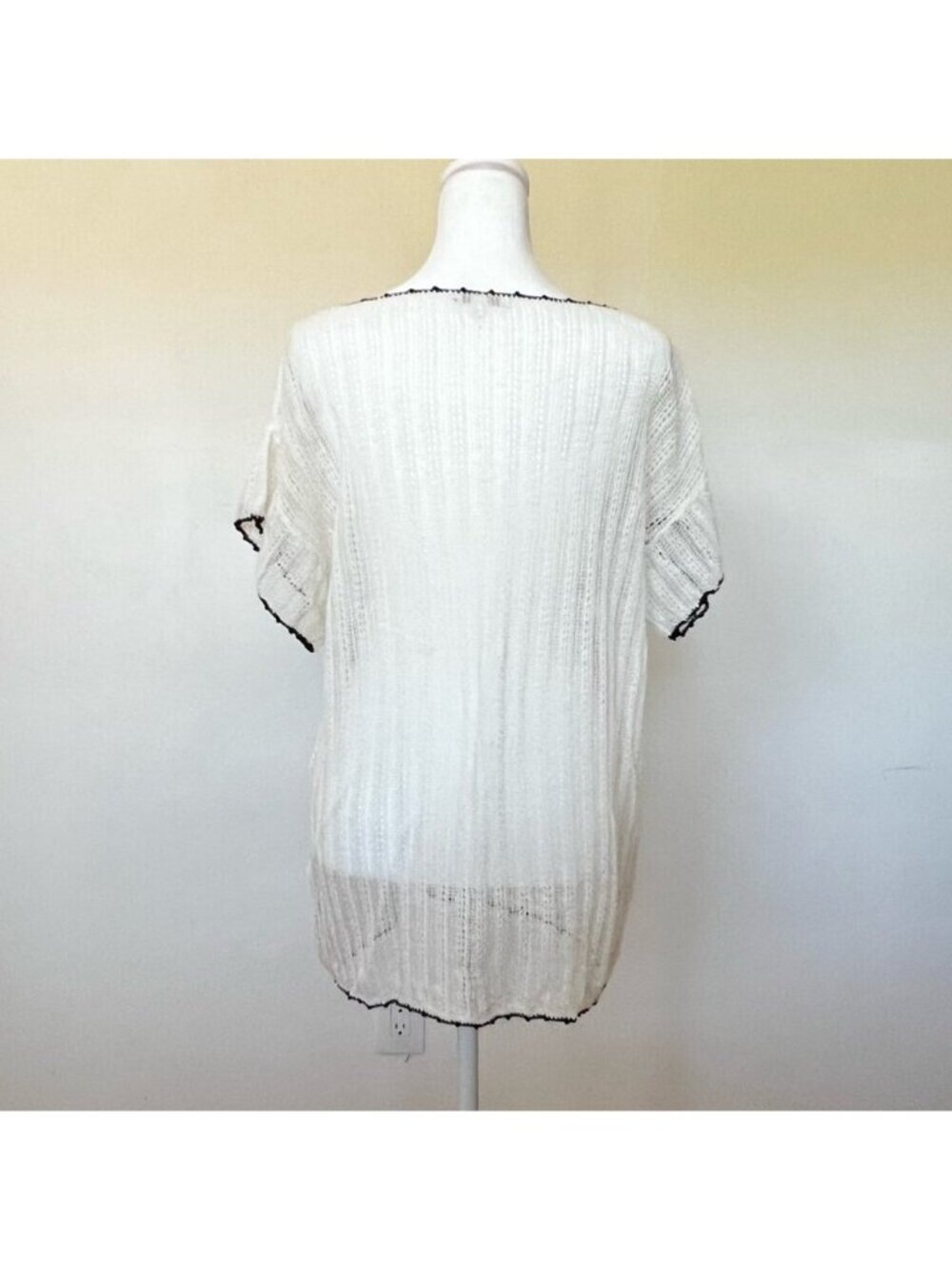 Minnie Rose Sheer Crochet Top Boho Fairy Cottagecore Tie Front Festival Layering - Picture 5 of 12